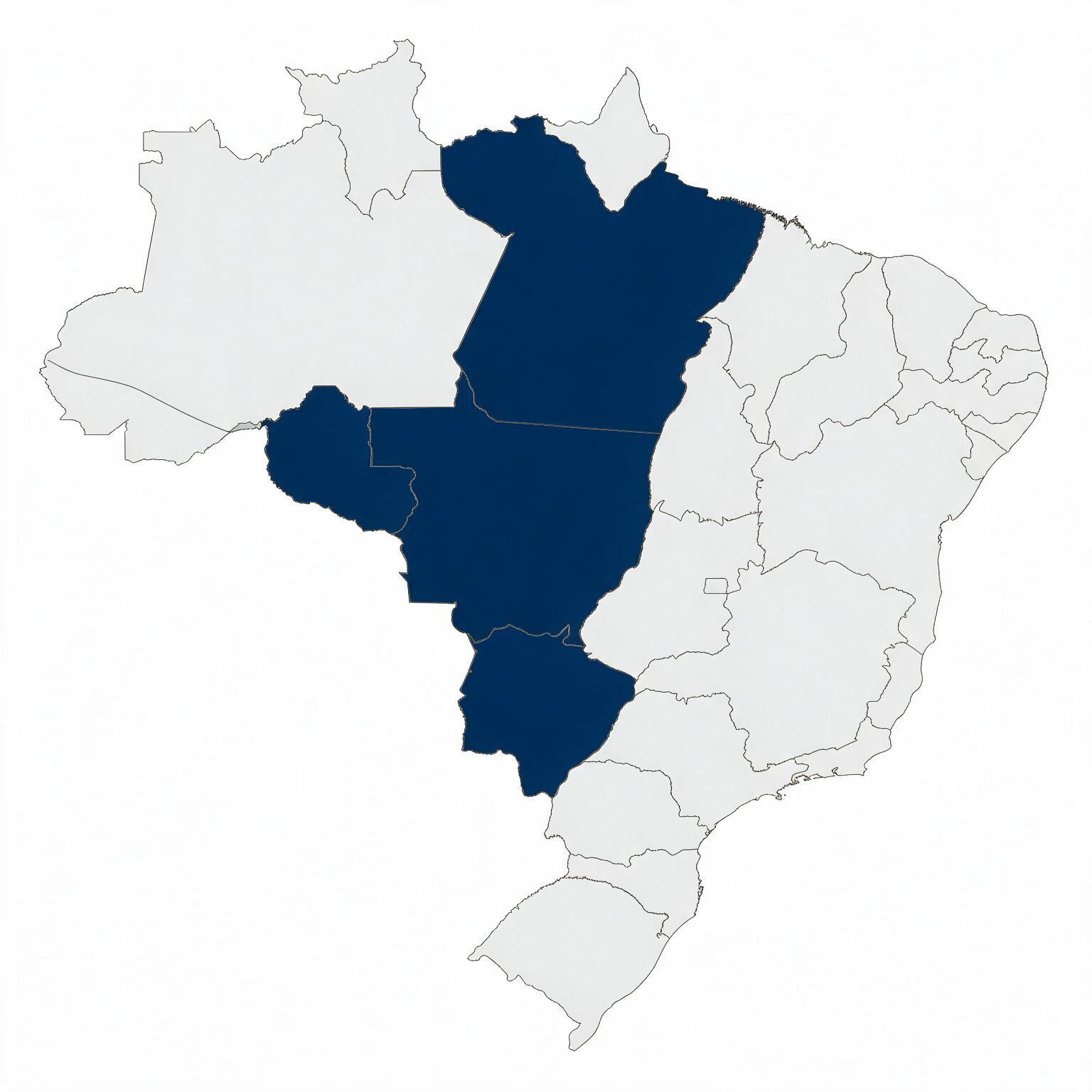 Mapa de presença regional Atlante — MT, MS, RO e PA